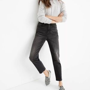 Madewell The Mom Jean. Washed black/grey color. Great condition.